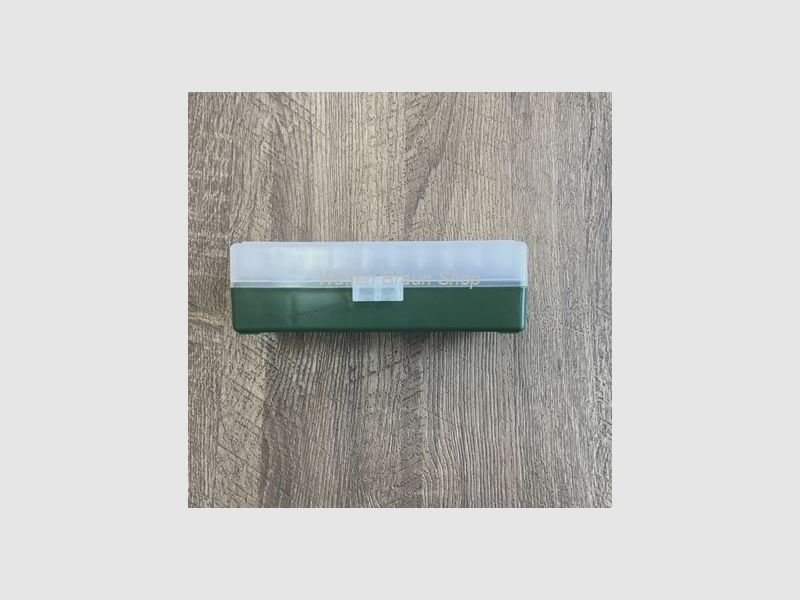 Fritzmann Munitionsbox für 50 Patronen .45 ACP mit Scharniere Grün/Klar