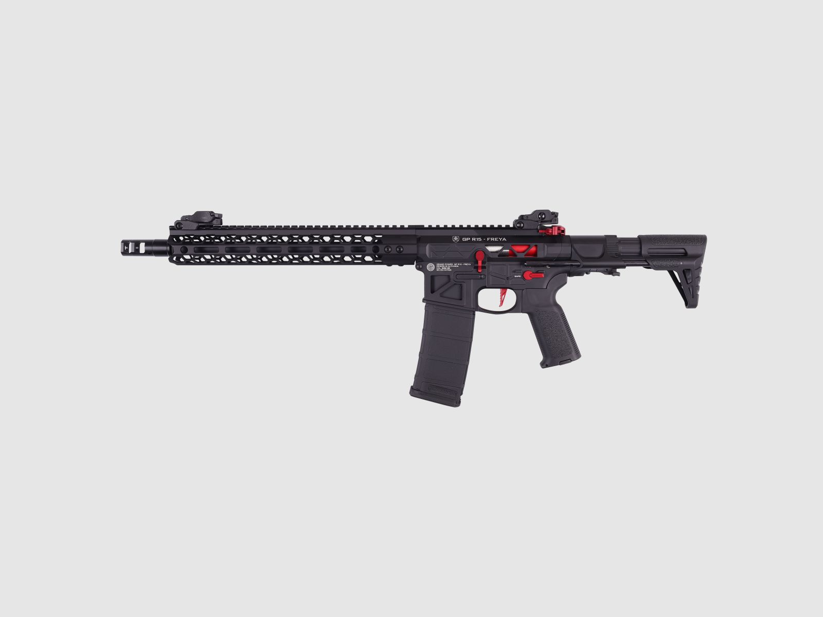 GP R15 FREYA HEXAGON Skeleton 12,5" PDW gen.2 M-LOK Czarny/Czerwony S-AEG Wolny od 18 lat -F- | Delta Armory
