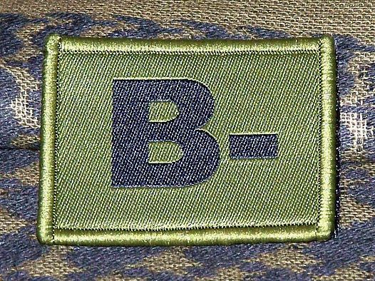 ID Patch Bloodgroup OD Green / Desert with Velcro B Neg