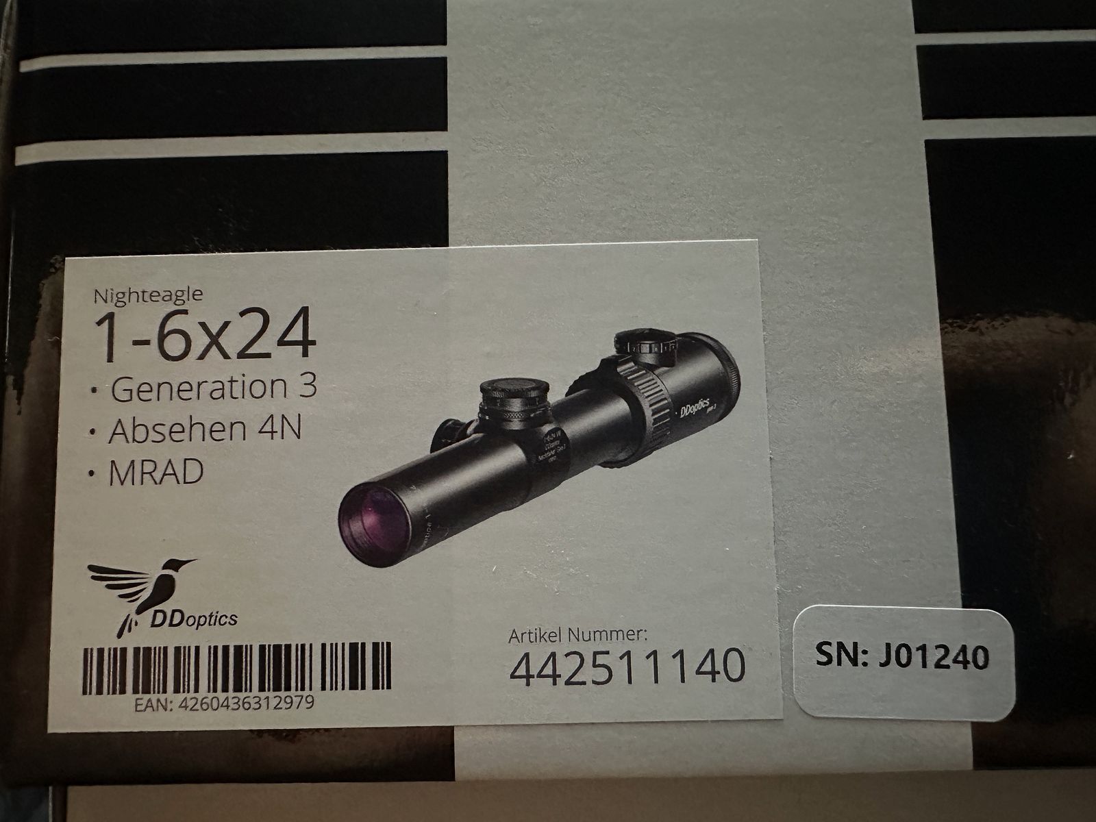 Zielfernrohr DDoptics Nighteagle 1-6x24 Gen 3 mit HMS Swift Schnellspannmontage