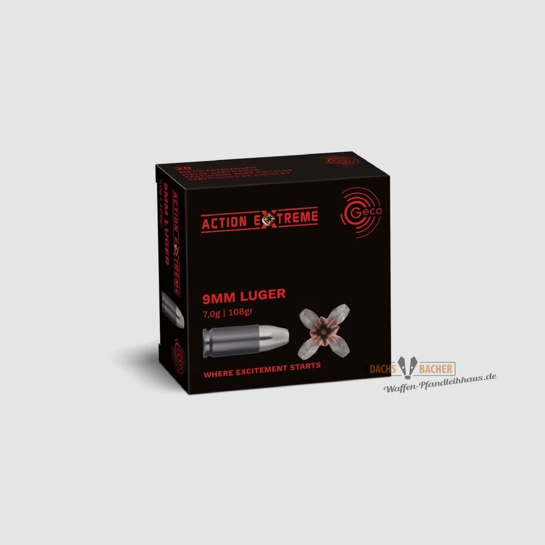 GECO 9 mm Luger Action Extreme 7,0g/108gr 20 cartouches