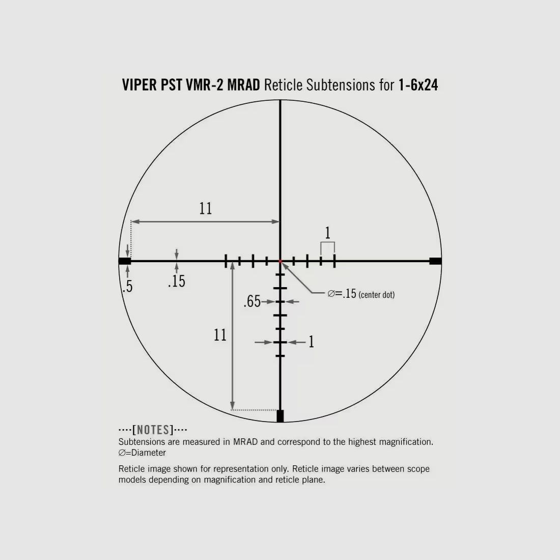 Zielfernrohr  VORTEX  Viper PST Gen II 1-6x24 SFP mit VMR-2 MRAD Leuchtabsehen