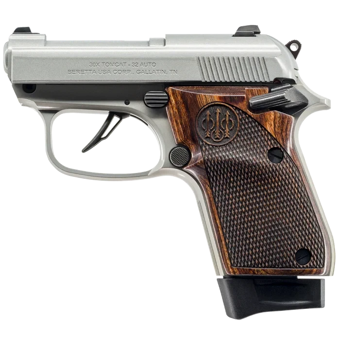 BERETTA 30X INOX/houten greep kal. 7,65BR/.32ACP