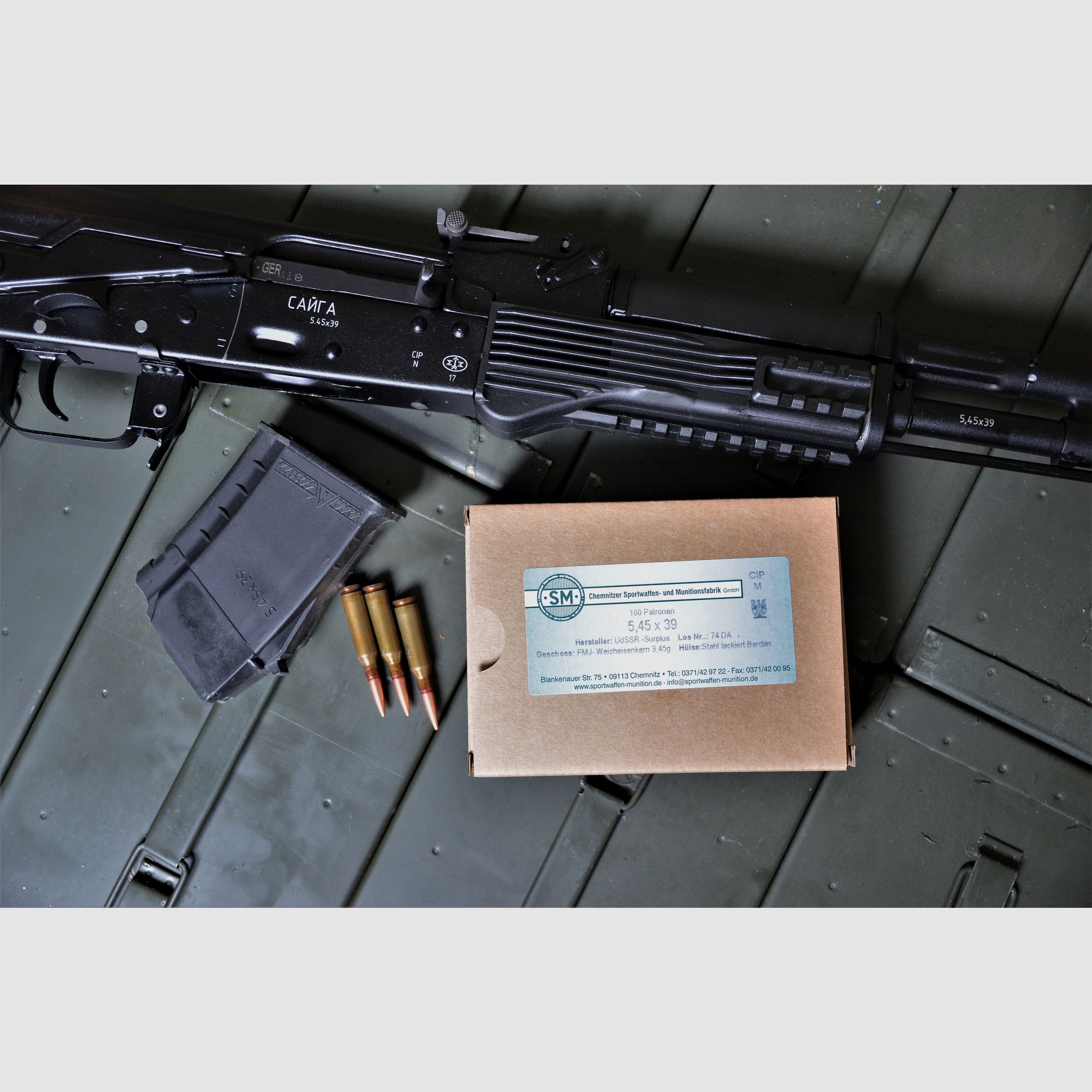 5.45 x 39 M74 Surplus UdSSR 3.45 g FMJ – 100 colpi di cartucce per fucile