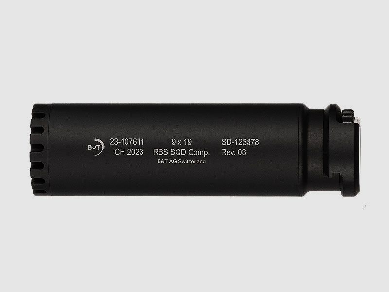 B&T SQD Compact, RBS Schalldämpfer Schwarz, Eloxiert
