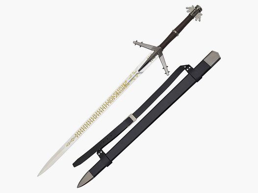 Spada d'Argento Fantasy Witcher con Fodero in Legno
