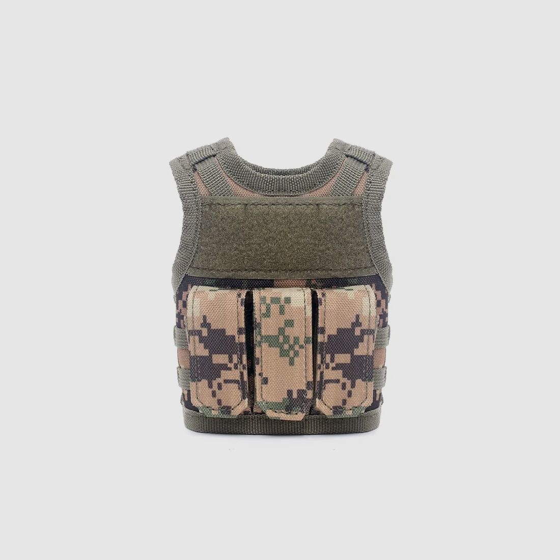 Mini Tactical Schutzweste mit Fronttaschen für Bierflasche / Weinflasche / Thermosflasche - Digital-Woodland