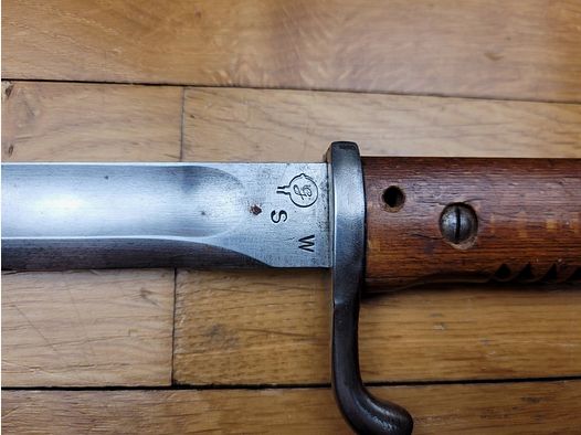 Duitse vervangingsbayonet – S14 Gottscho genaamd "Bayerisch Machinegeweer 1915" – "S W + G" – Goede schede – Zeldzaam stuk – TBE