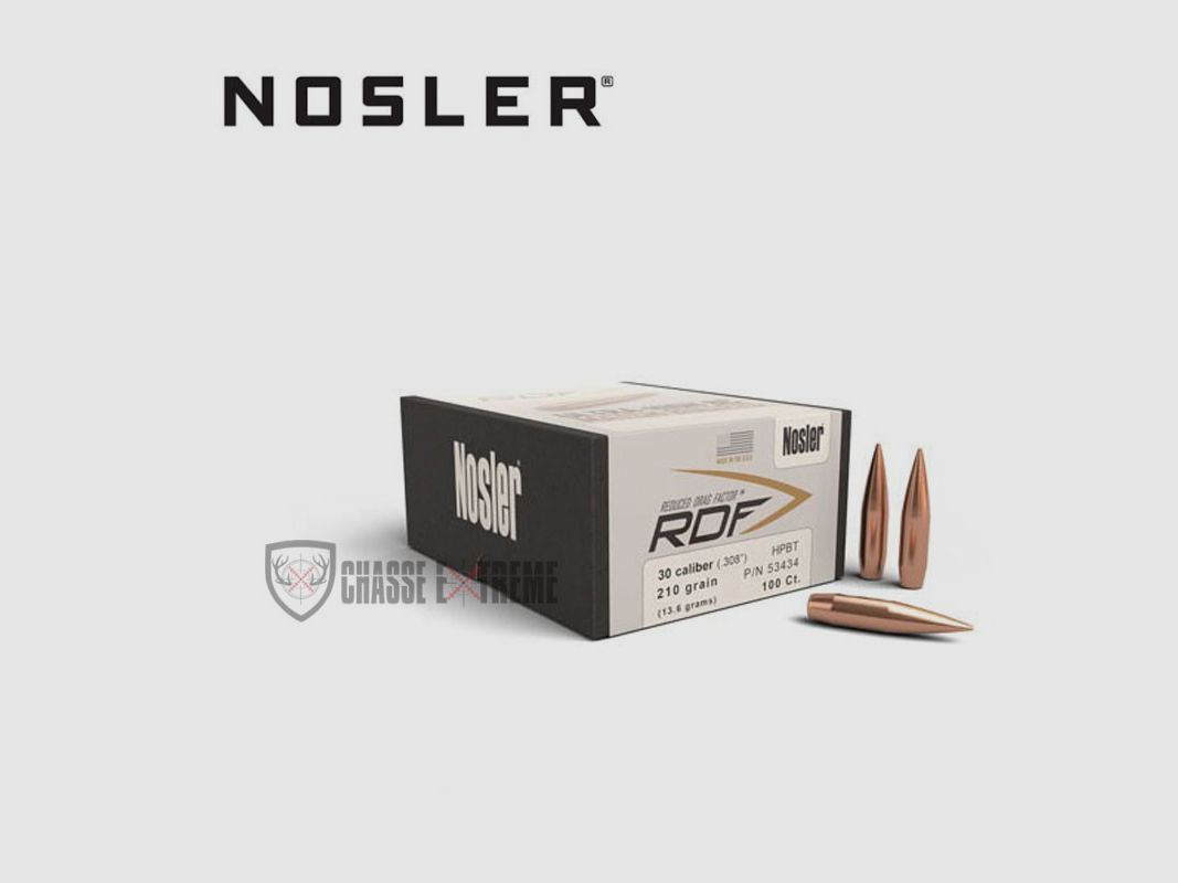 100 Geschosse NOSLER Kal.30 210 Gr Rdf Hpbt