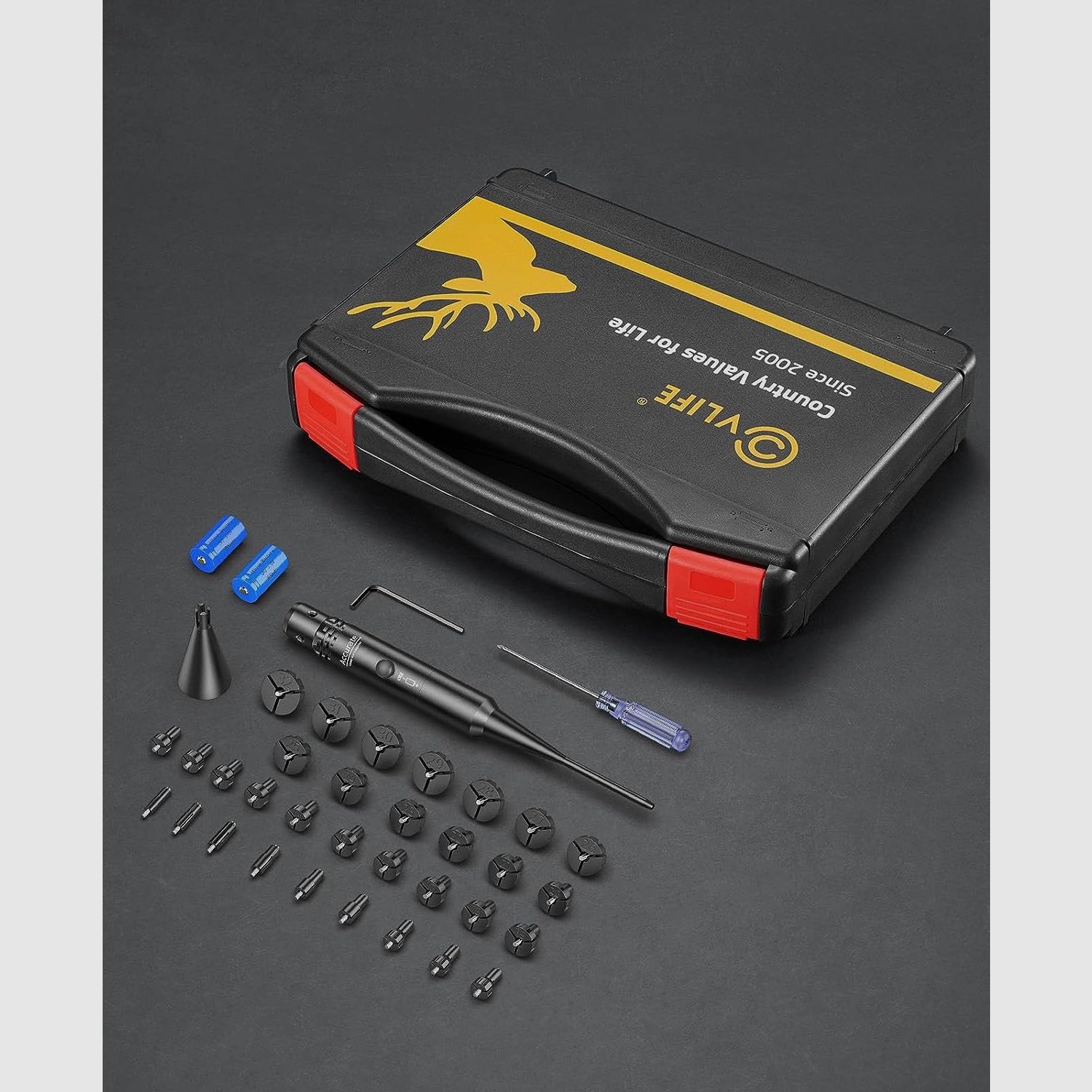 CVLife Bore Sight Laser - 32 Adaptern für Kaliber von 0,17 bis 12GA