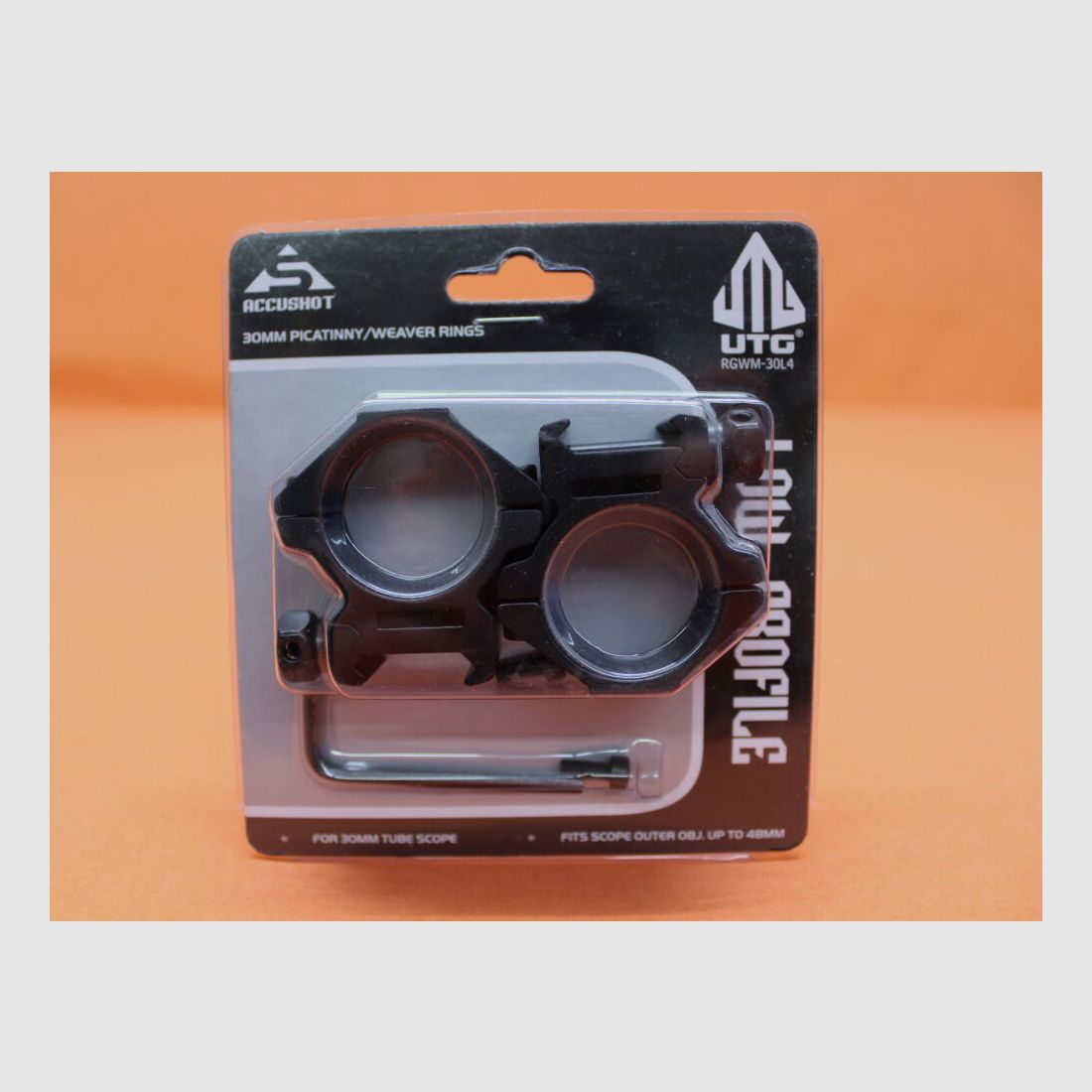 UTG - Leapers UTG Accushot Montageringe 30mm Low (RGWM-30L4) Alu schwarz matt für Picatinnyprofil BH=9mm