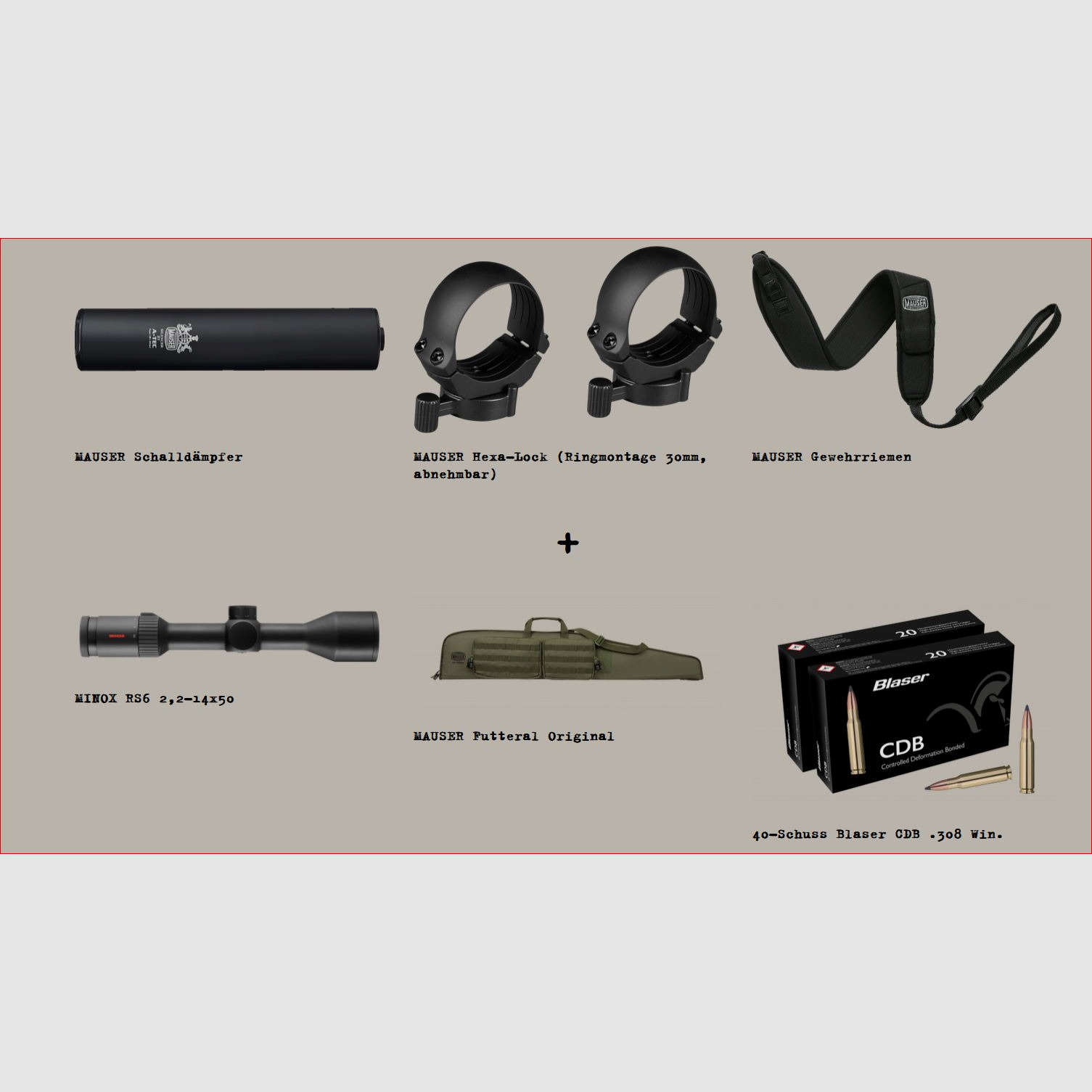 Mauser M12 Max; Profi-Starter-Paket; Minox RS6 2,2-14x50; Schalldämpfer