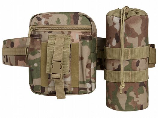 Brandit Taillengürtel "Allround" mit Tasche + Flaschenhalter - Tactical Camouflage