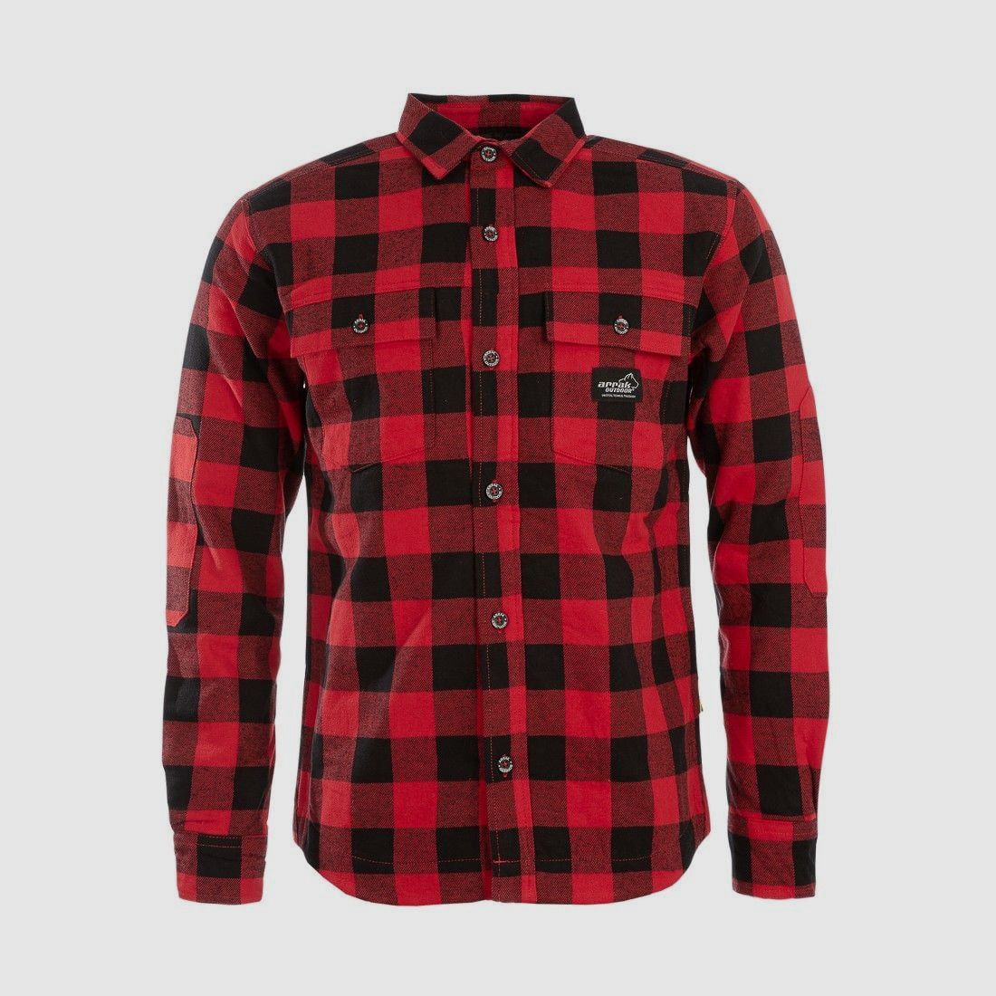 Arrak Outdoor Gefüttertes Flanellhemd Herren Rot/Schwarz XL