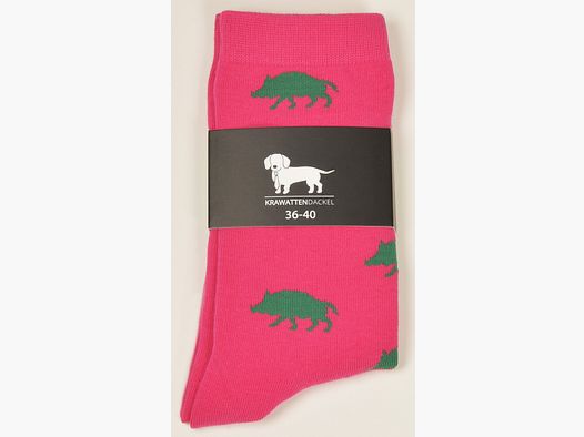 Krawattendackel Socken pink Wildschwein grün Damenstrümpfe