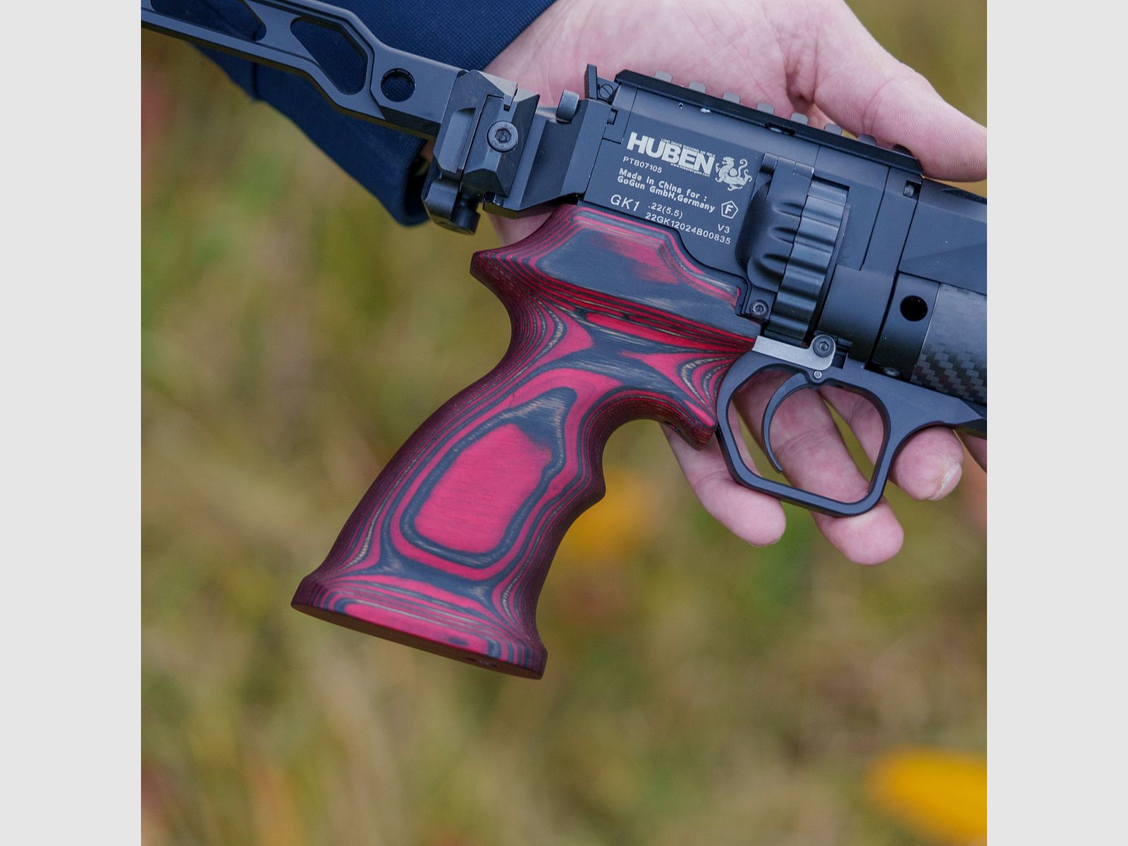 Grip for Huben GK1 | High-quality birch wood | handmade | Red-Black