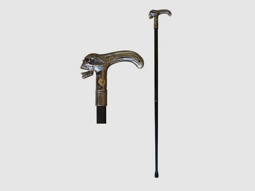 Spazierstock mit Schädelgriff Gehstock