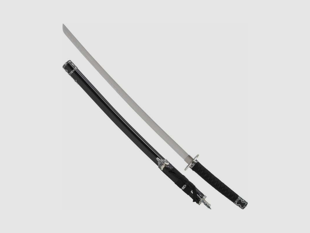 Katana Schwert mit zwei Beimessern Kozuga und Kogai, schwarz