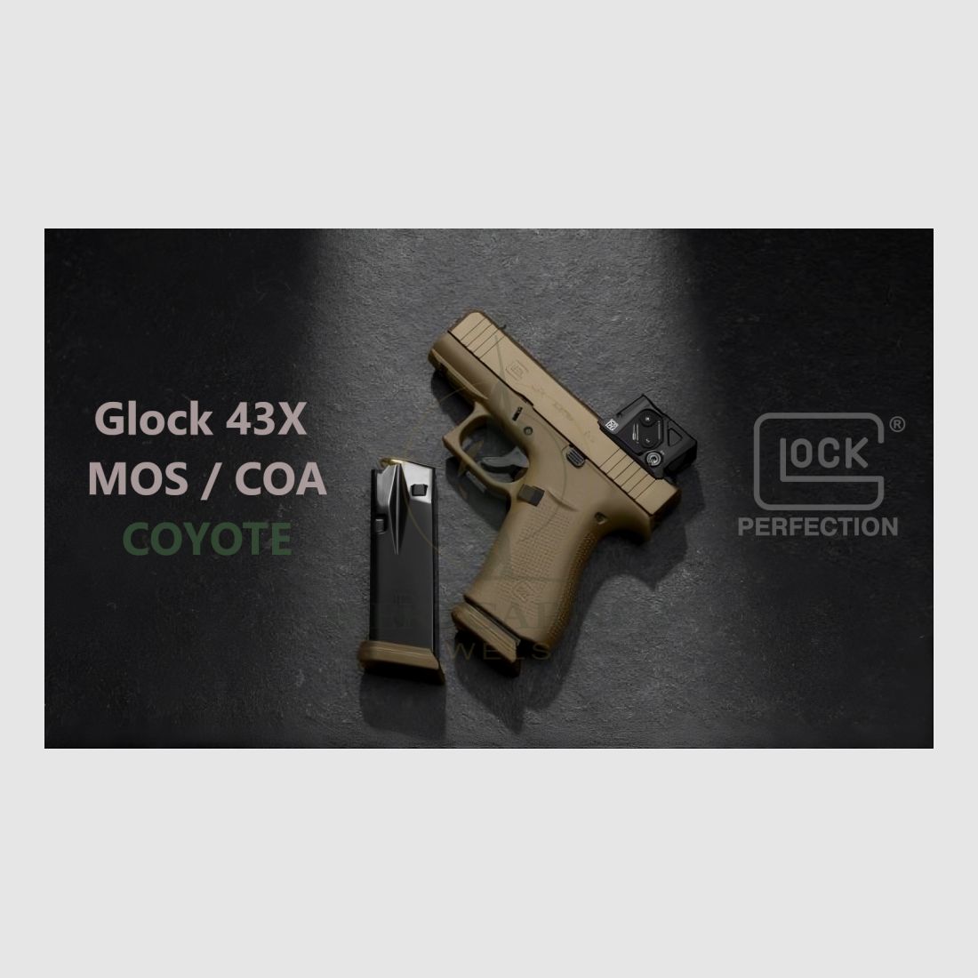 GLOCK 43X 9x19 Set Pistol PR (MOS 08/FS/Combo Aimpoint COA/Coyote), immagine 1 di 3