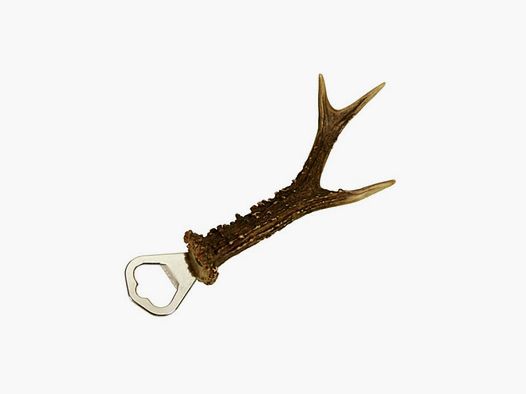 Bottle opener with roe deer antler