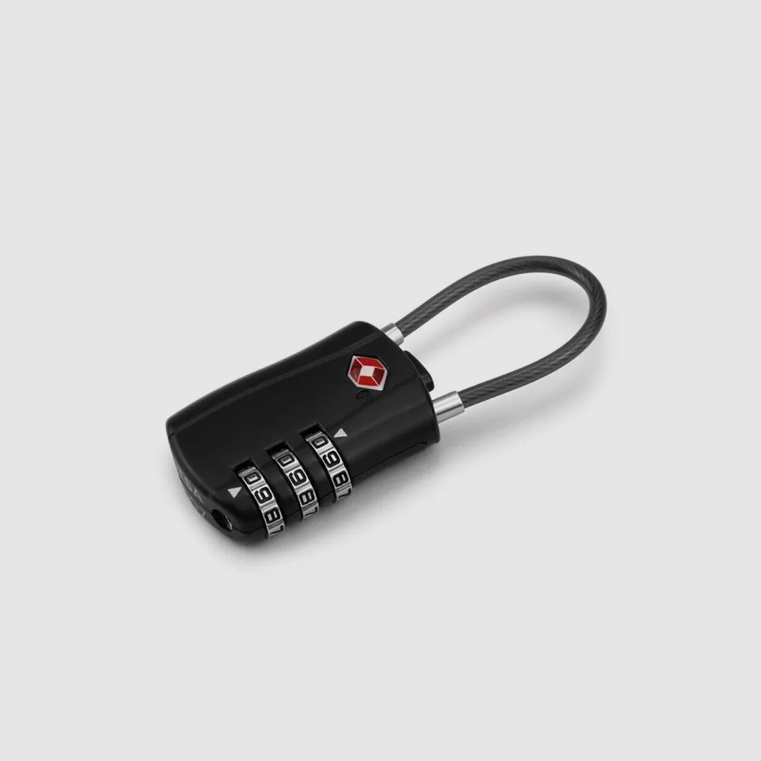 TSA suitcase lock "Comfort" with steel cable in black