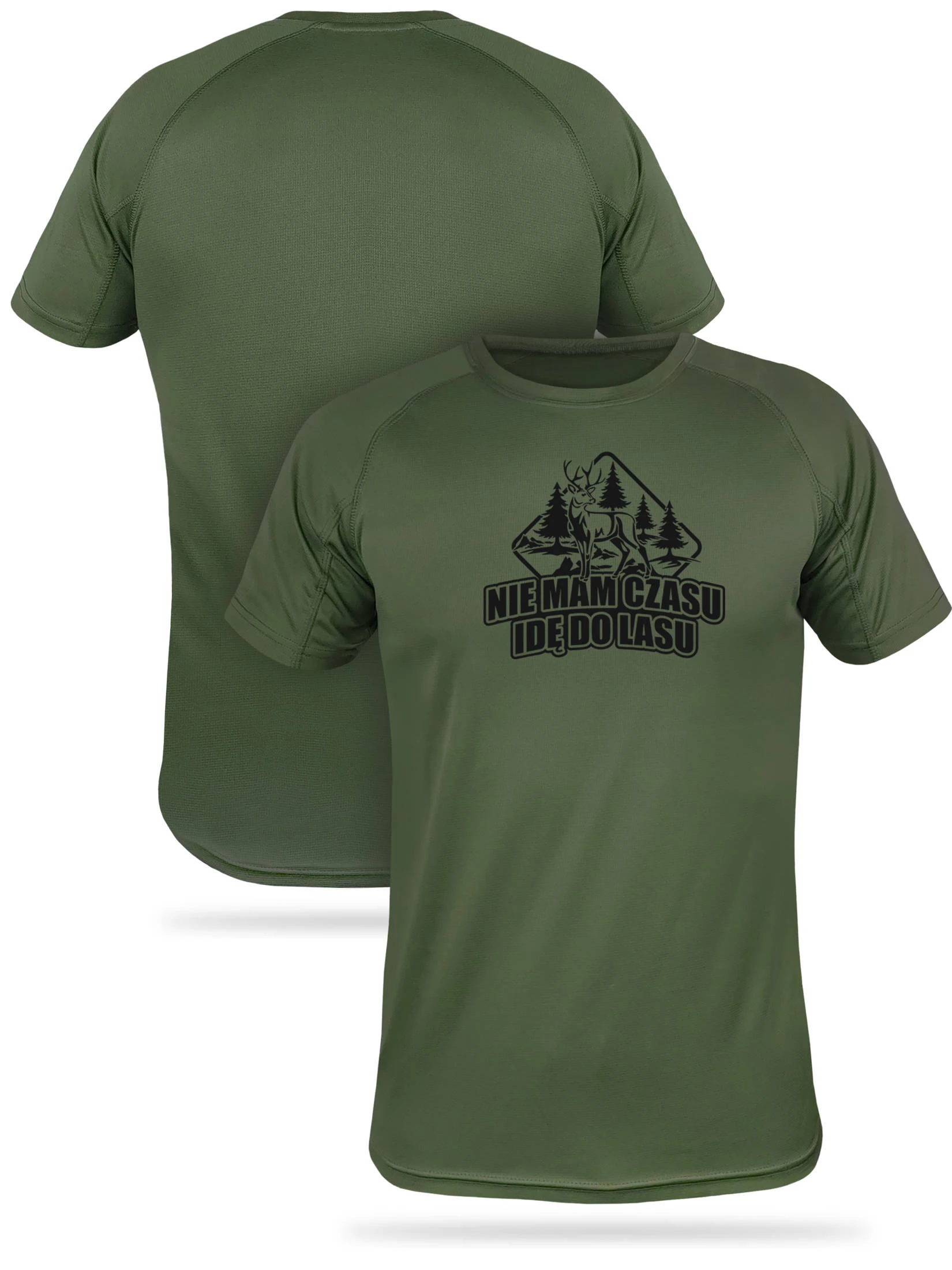 Thermoaktives T-Shirt „Ich habe keine Zeit, ich gehe in den Wald“ wz.1 grün