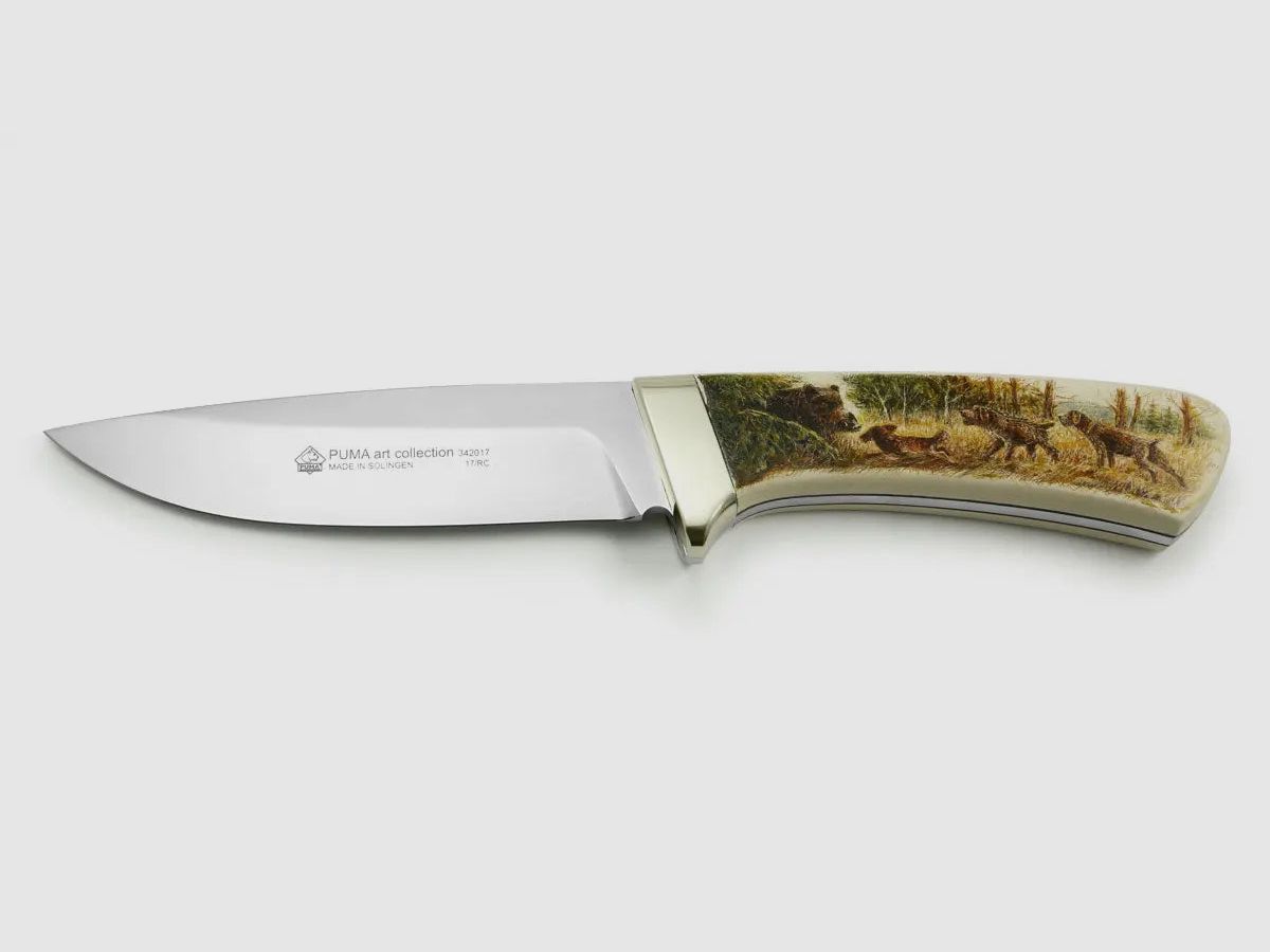 PUMA art collection, Keiler gestellt / Hornsignal (Halali), rotwildmesser, Unikat