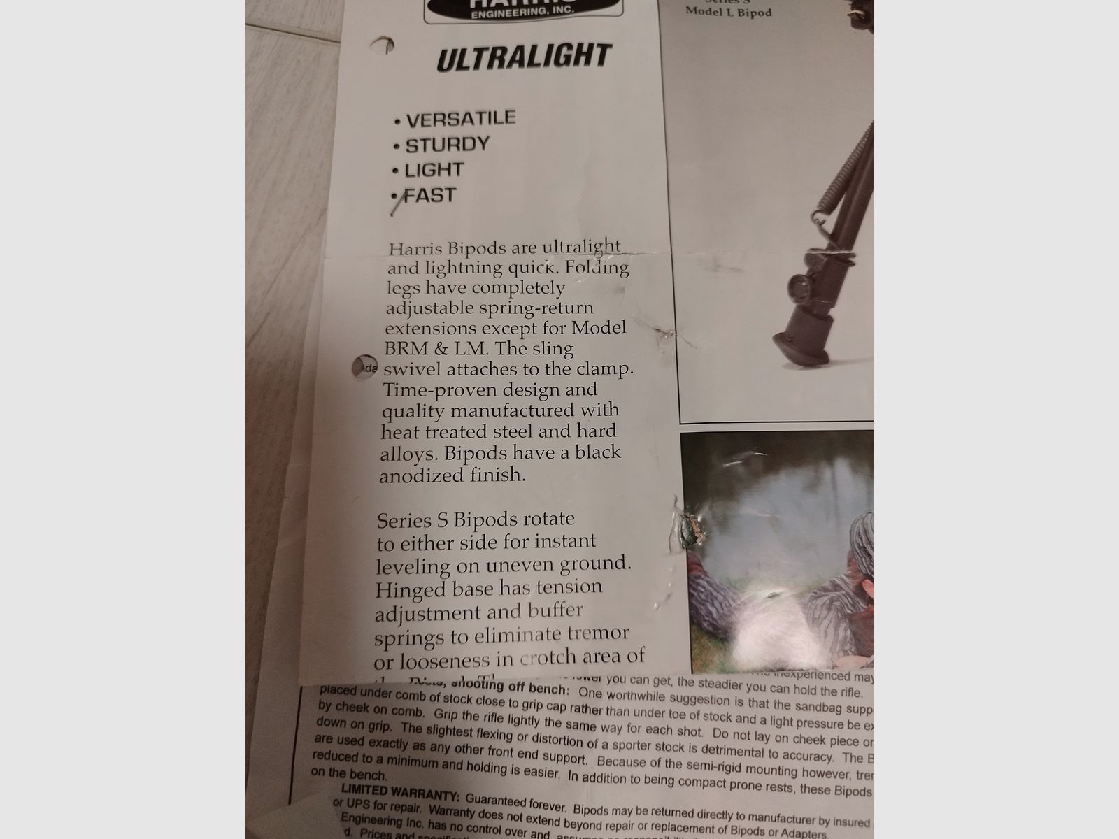 Original Harris Zweibein Bipod Lightweight Riemenbügelaufnahme 