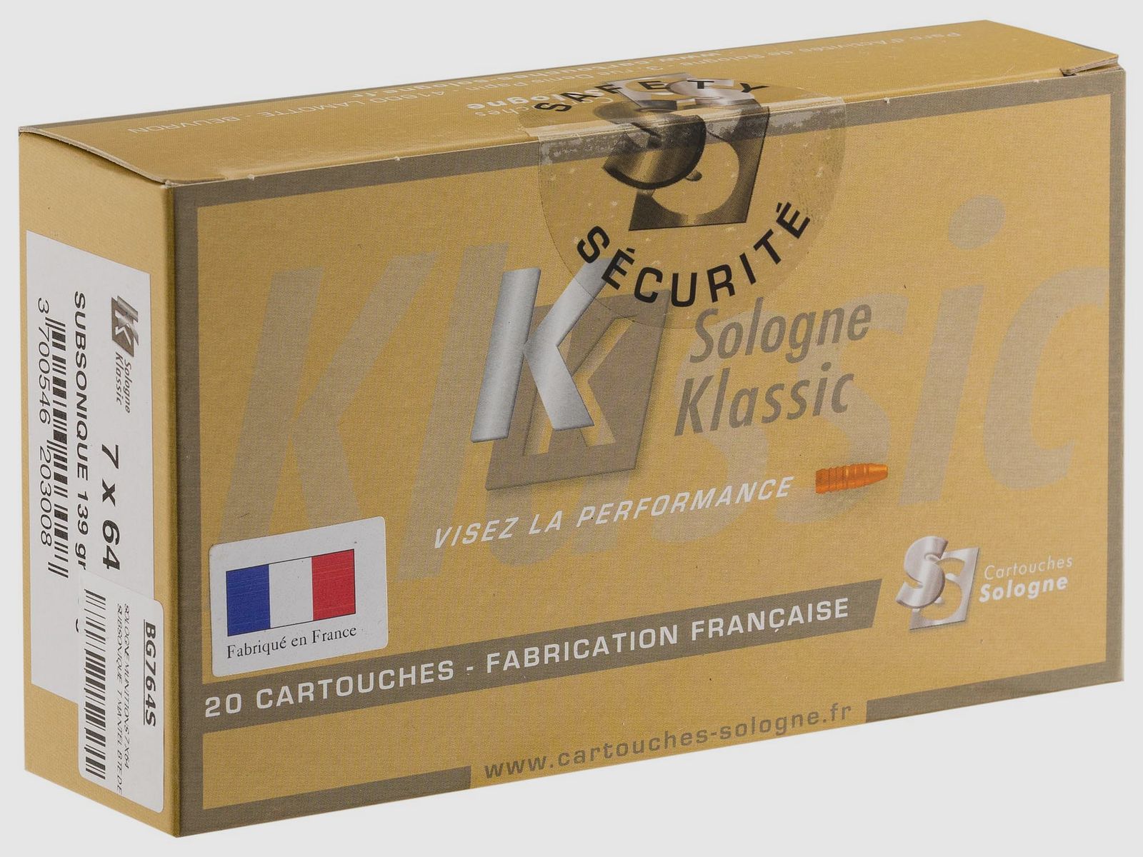 MUNITION SOLOGNE CAL.7×64 SUBSONIC T MANTEL 9.01G 139GR, Bild 6 von 6