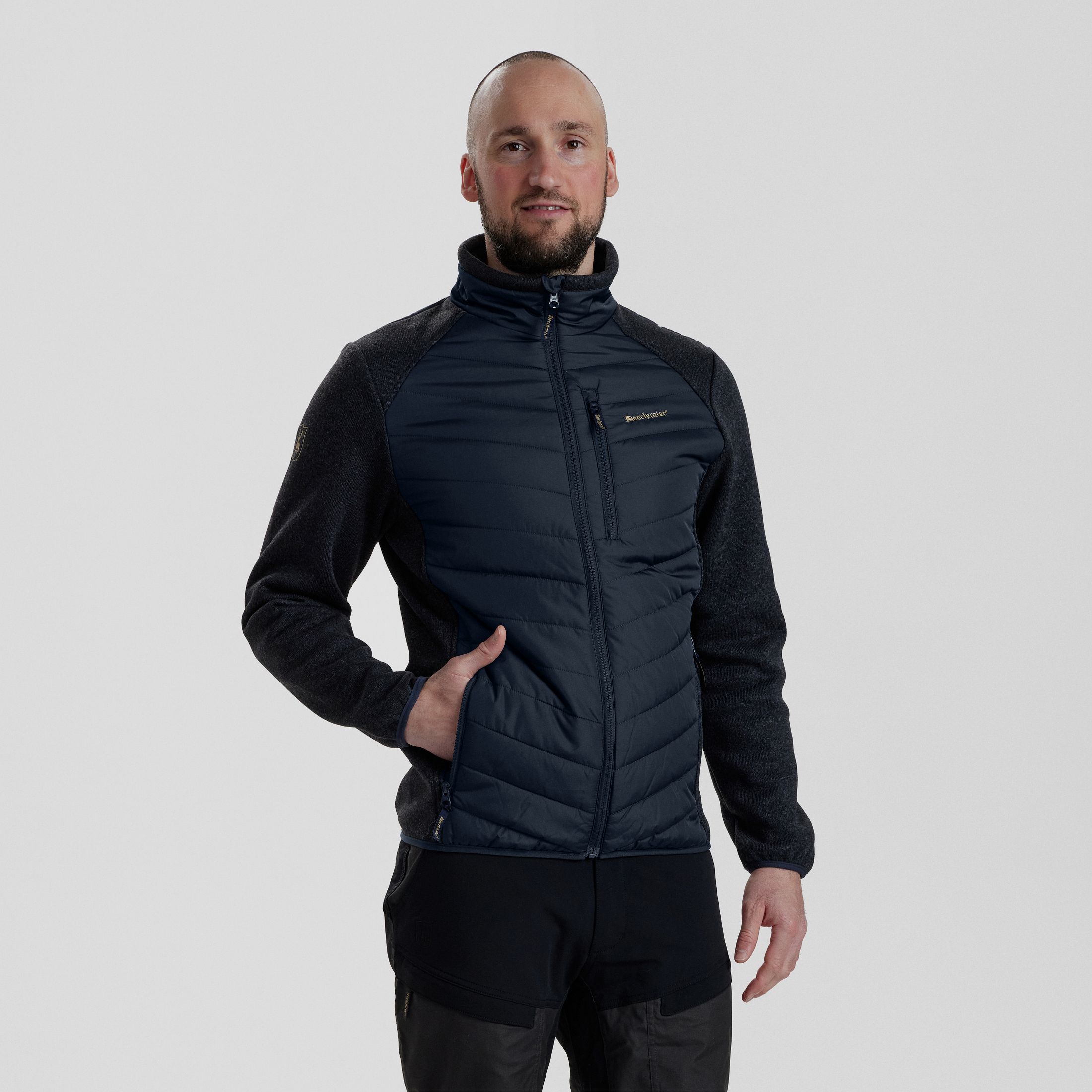 Moor Wattierte Jacke mit Strick - Dark Blue – Größe: 2XL