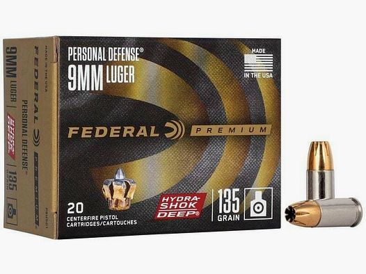 Federal Hydra-Shok JHP 8,7g/135grs à20 9mmLuger