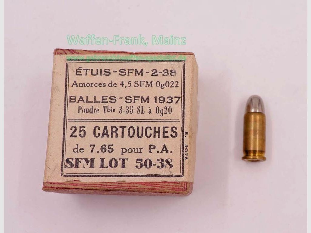 French Society Pistol Ammunition 7.65mm Browning/.32ACP