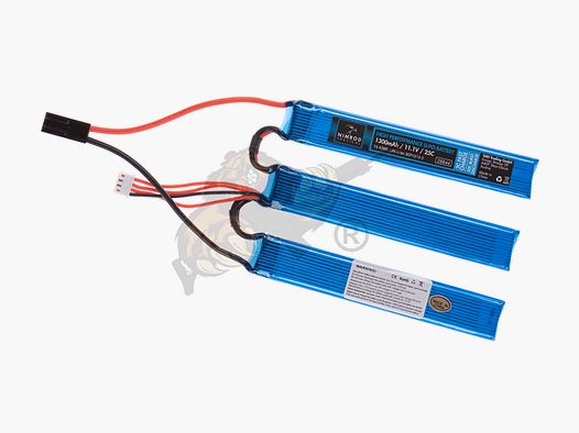 Nimrod Airsoft LiPo Akku 11.1V 1300mAh, 25C dreiteilig - Mini Tamiya
