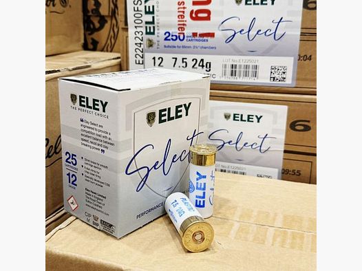 ELEY Select 12/67 No. 7.5 (Trap) 24g Munition bleihaltig - 85,00€ per 250 Schuss - TRAP BLEI