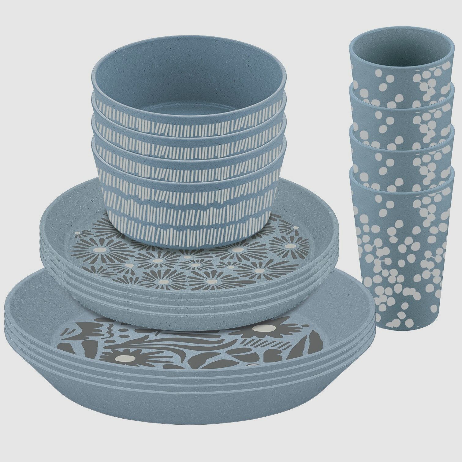 Set di piatti Blomster Natura 16 pezzi verde, immagine 3 di 4