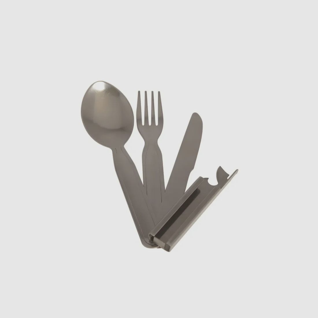 Army Essbesteck - Messer + Gabel + Löffel + Dosenöffner + Flaschenöffner aus Edelstahl