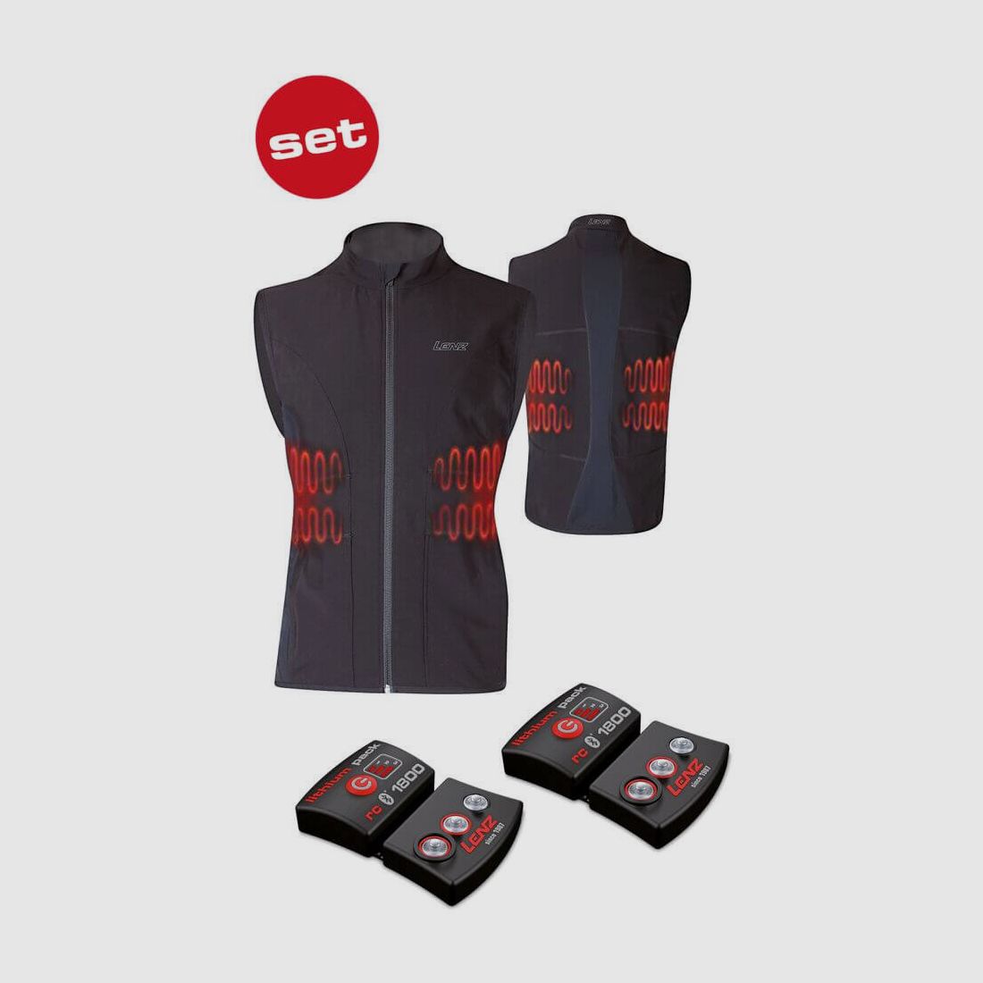 Set de gilet chauffant Lenz avec batteries de 1.800 mA
