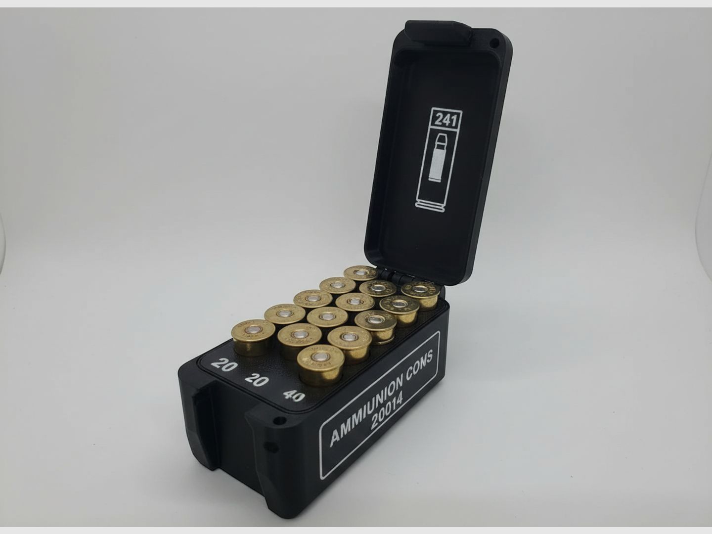 Filamelt Munitionsbox / 20 Gauge / 'Klapp- / Rastdeckel' / Patronenbox, Ammo Box