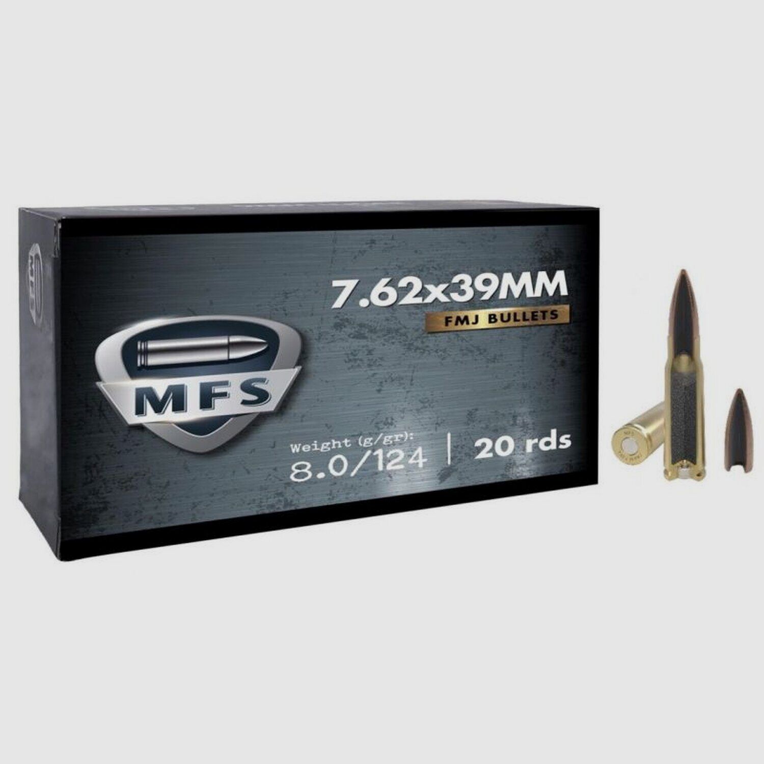 Munitions MFS Kal. 7,62×39 FMJ 124gr Messinghülse – Packung mit 500