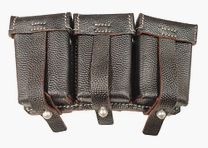 WH cartridge bag magazine pouch 98K, for K98 loading strips, leather black, new production / repro