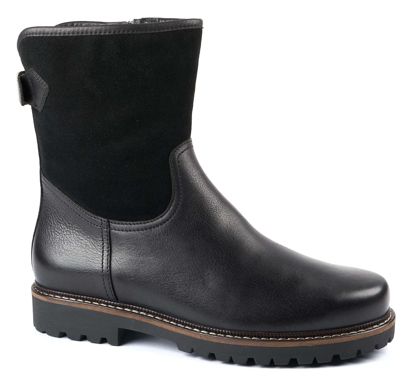 dirndl & bua bottes courtes pour hommes en peau de mouton noir, image 2 sur 4