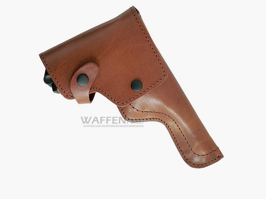 Funda de cuero marrón para pistolas P08 con lazo para cinturón