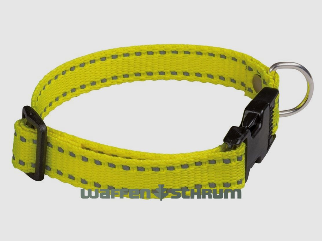 AKAH Welpenhalsband neongelb / mitwachsend / verstellbar von 26cm auf 40cm