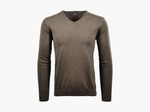 RAGMAN knitted pullover V-neck, cotton/cashmere brown