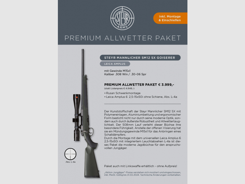 Steyr Mannlicher SM12 SX Goiserer + Leica + ... - Young hunter package
