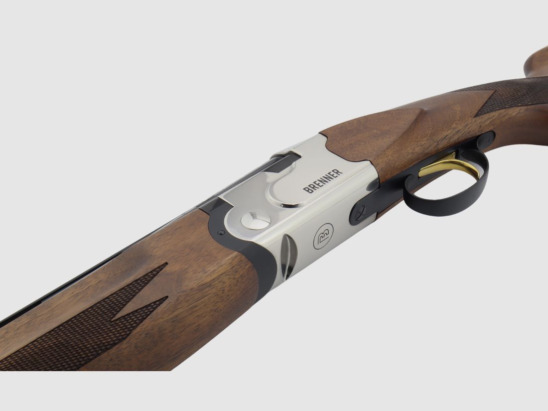 Neu, auf Lager: Brenner BF18 White 12/76 Stahlschrotbeschuss LL 71cm Bockflinte mit Flankenverschluss Ejektoren (Art.Nr.: BRE06-0020) Silber BF 18 BF-18 
