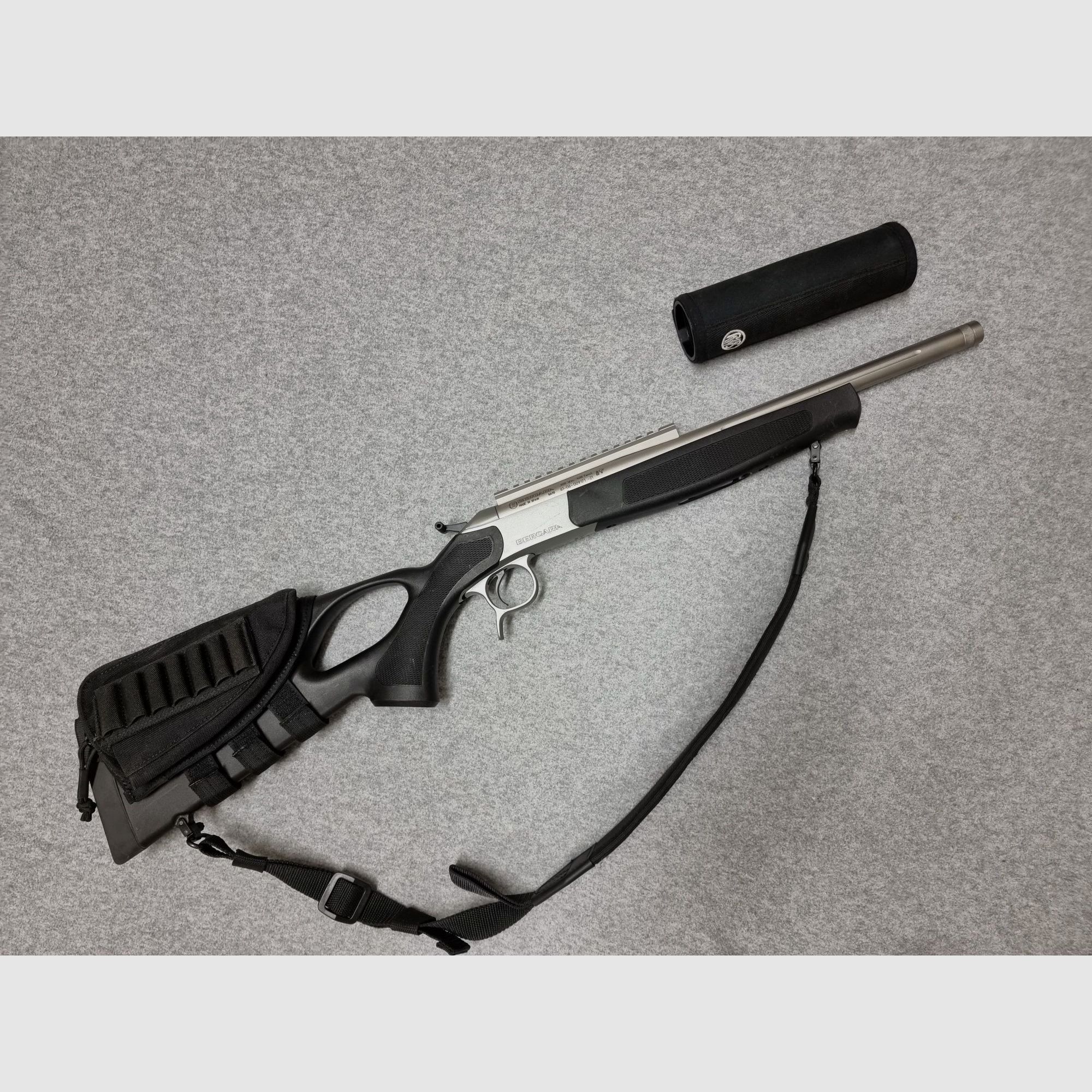 Bergara BA13 Stainless - .308 Winchester - Kipplaufbüchse - mit Stahlschiene, Neoprenriemen und Schafttasche