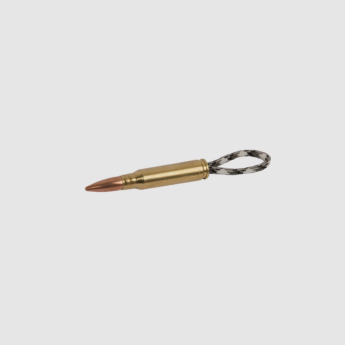 SchlĂĽsselanhĂ¤nger Parachute Cord Kaliber 7,62 x 51 mm NATO .308 Winchester Patrone gemustert schwarz grau weiĂź handgefertigt