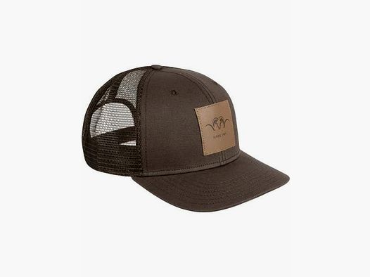 Blaser cappellino con distintivo in pelle, marrone scuro