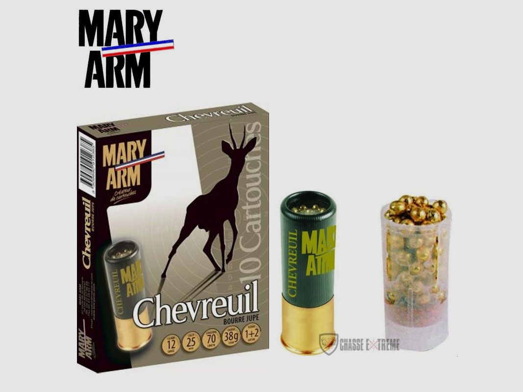 10 cartridges MARY ARM Roe 38G Cal 12/70 Shot No. 2+1 Laitonne